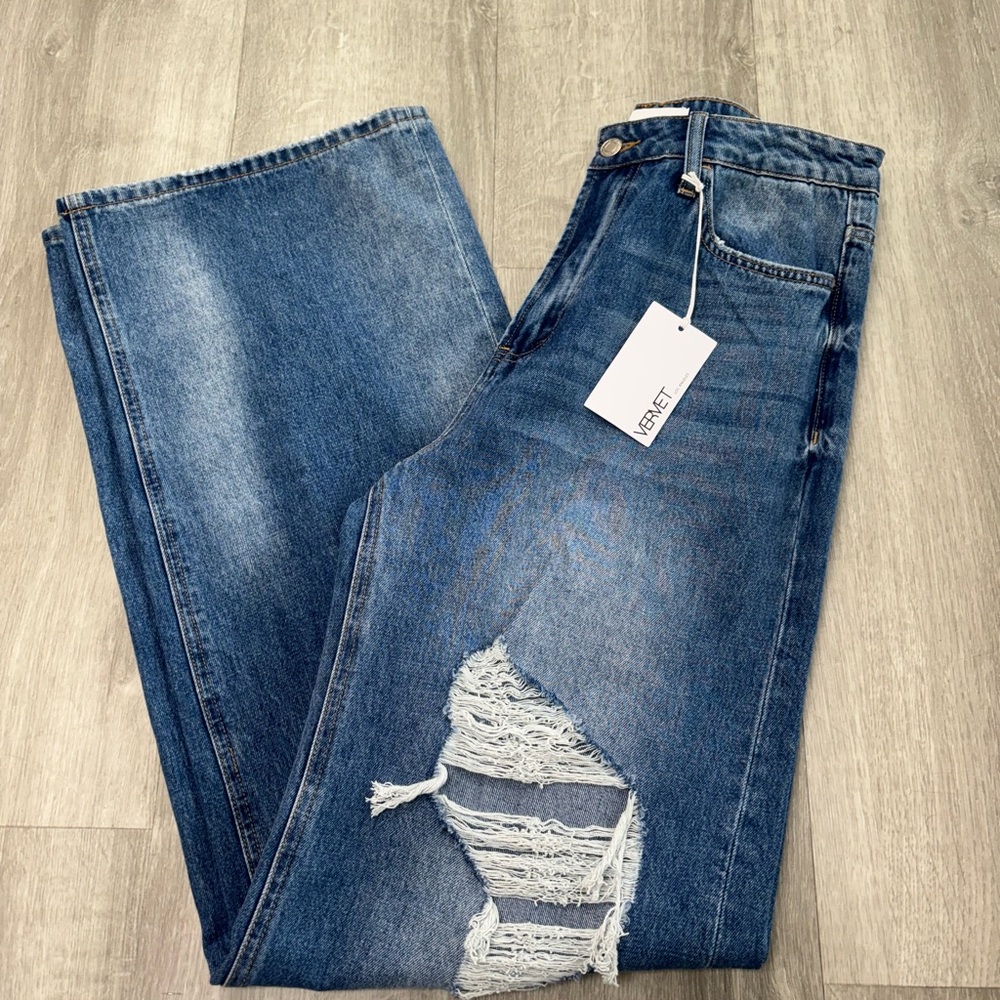 VERVET BY FLYING MONKEY Women's Distressed Flare Jeans - Blue 29